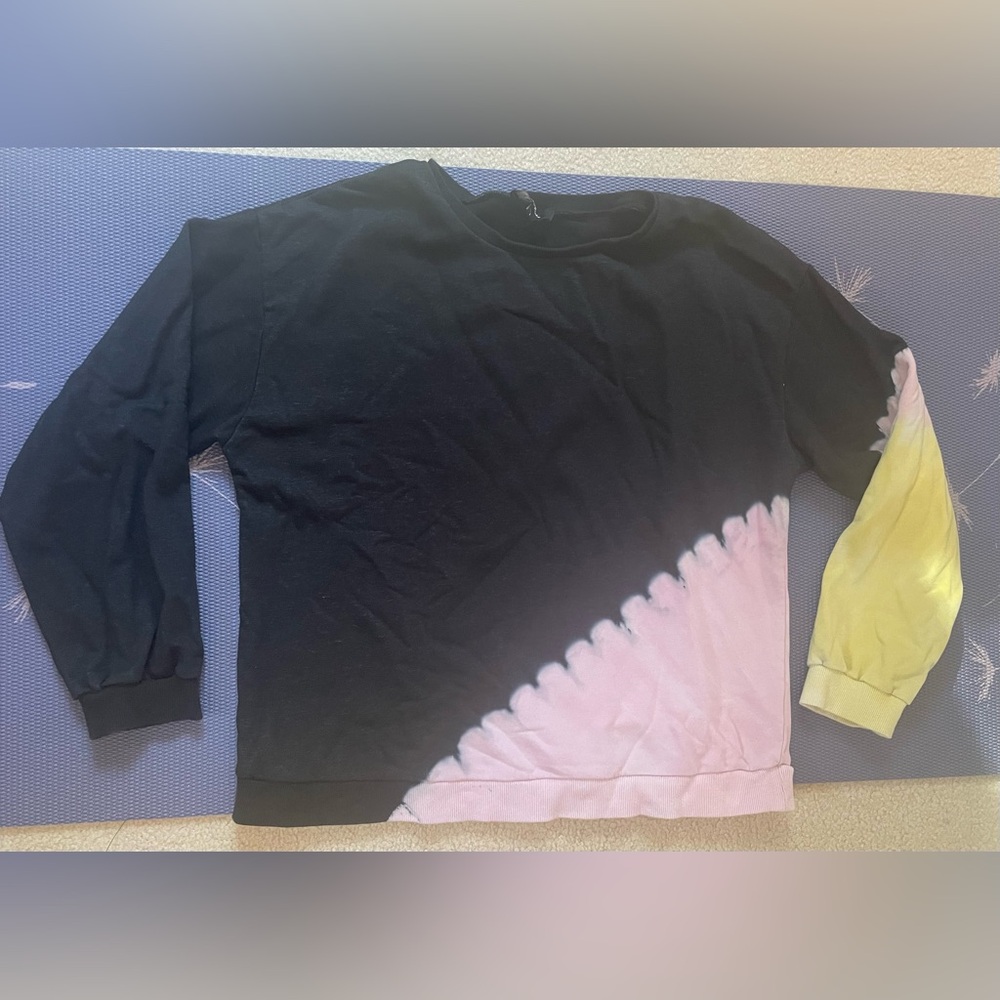 Lea & Viola Black & Pink Tie-Dye Sweatshirt Large
